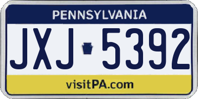 PA license plate JXJ5392