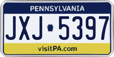 PA license plate JXJ5397