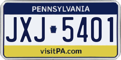 PA license plate JXJ5401