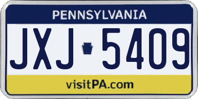 PA license plate JXJ5409