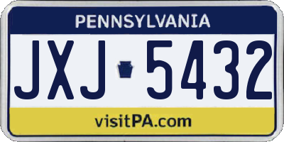 PA license plate JXJ5432