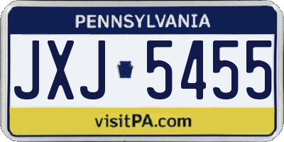 PA license plate JXJ5455