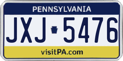 PA license plate JXJ5476