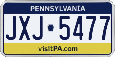 PA license plate JXJ5477