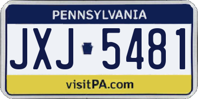 PA license plate JXJ5481