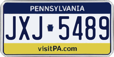 PA license plate JXJ5489