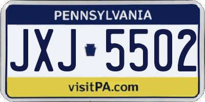 PA license plate JXJ5502