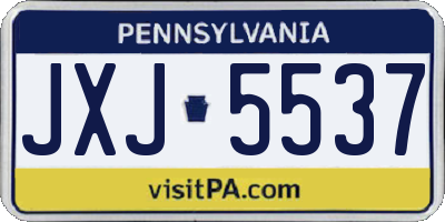 PA license plate JXJ5537