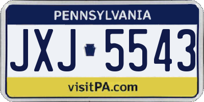 PA license plate JXJ5543
