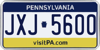 PA license plate JXJ5600