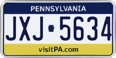 PA license plate JXJ5634