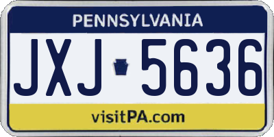 PA license plate JXJ5636