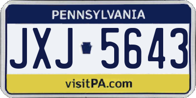 PA license plate JXJ5643