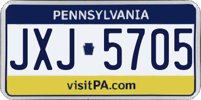 PA license plate JXJ5705