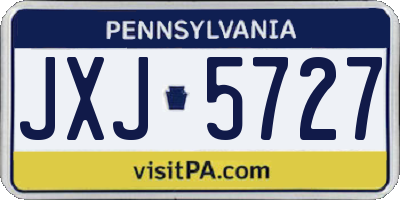 PA license plate JXJ5727