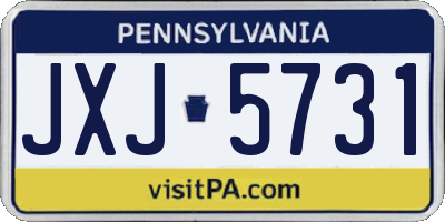 PA license plate JXJ5731