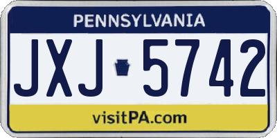 PA license plate JXJ5742
