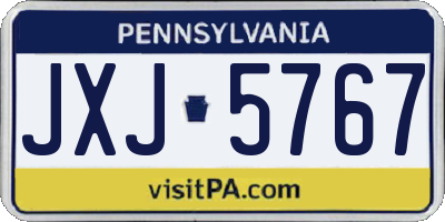 PA license plate JXJ5767