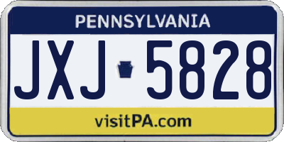 PA license plate JXJ5828