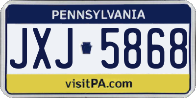 PA license plate JXJ5868