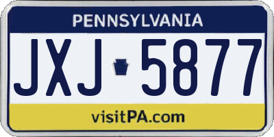 PA license plate JXJ5877