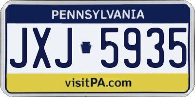 PA license plate JXJ5935