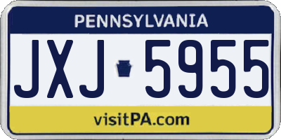 PA license plate JXJ5955
