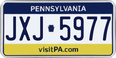 PA license plate JXJ5977