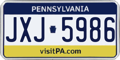 PA license plate JXJ5986