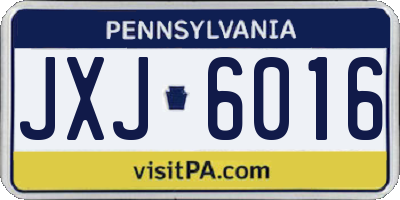 PA license plate JXJ6016