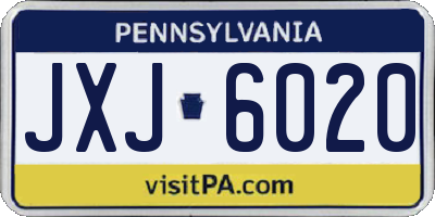 PA license plate JXJ6020