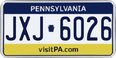 PA license plate JXJ6026