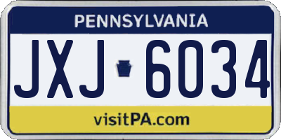 PA license plate JXJ6034