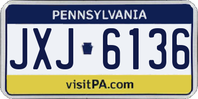 PA license plate JXJ6136