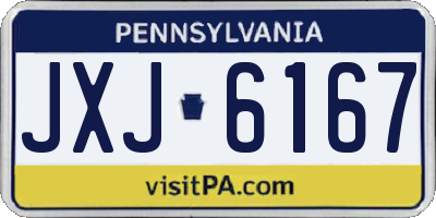 PA license plate JXJ6167