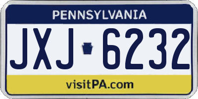 PA license plate JXJ6232