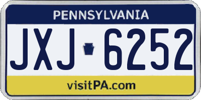 PA license plate JXJ6252