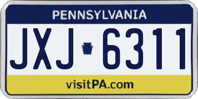 PA license plate JXJ6311