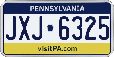 PA license plate JXJ6325