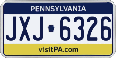 PA license plate JXJ6326