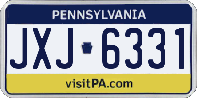 PA license plate JXJ6331