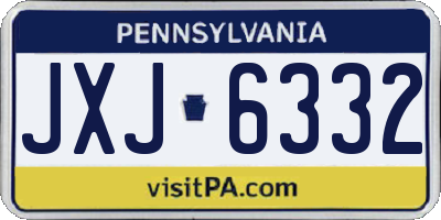 PA license plate JXJ6332