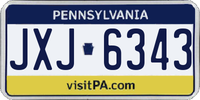 PA license plate JXJ6343
