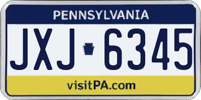 PA license plate JXJ6345