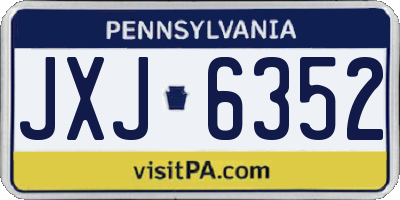 PA license plate JXJ6352