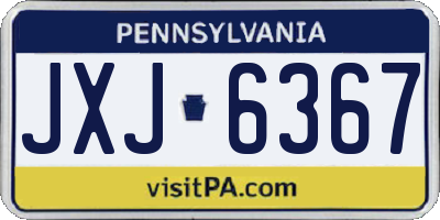 PA license plate JXJ6367