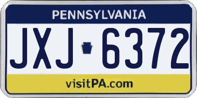PA license plate JXJ6372