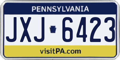 PA license plate JXJ6423