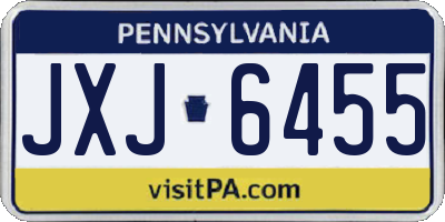 PA license plate JXJ6455