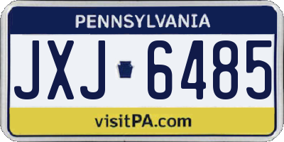 PA license plate JXJ6485